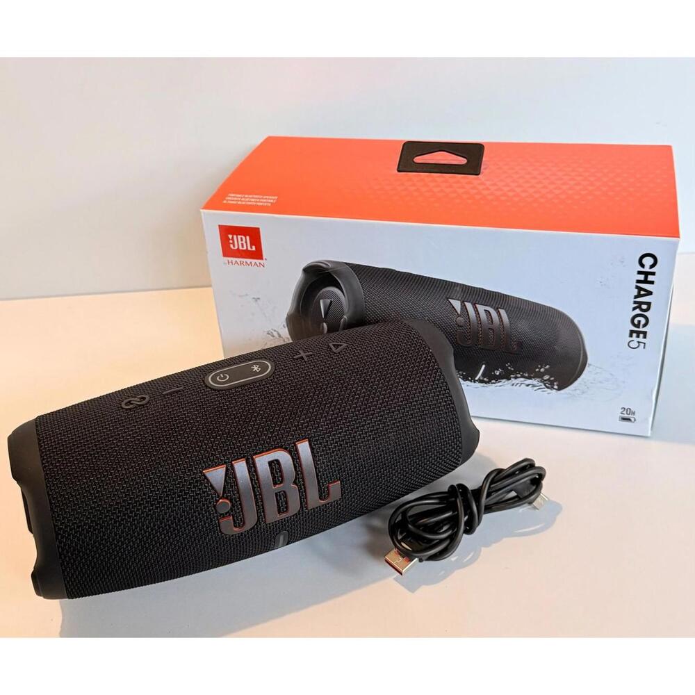 JBL Charge 5 Portable Waterproof Bluetooth Speaker Black 20H Battery New